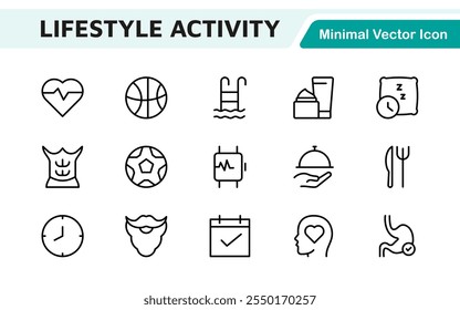 Lifestyle Icon Set. A chic and versatile collection of icons representing wellness, hobbies, daily living, lifestyle, and personal growth.