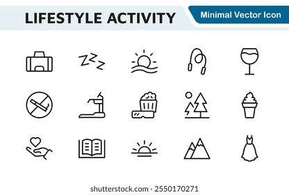 Lifestyle Icon Set. A chic and versatile collection of icons representing wellness, hobbies, daily living, lifestyle, and personal growth.