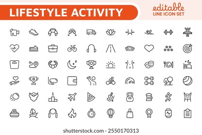 Lifestyle Icon Set. A chic and versatile collection of icons representing wellness, hobbies, daily living, lifestyle, and personal growth.