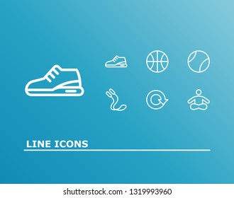 Lifestyle icon set and training shoe with rounds, yoga and tennis ball. Meditation related lifestyle icon vector for web UI logo design.