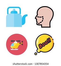 lifestyle icon set. vector set about boo, helicopter, kettle and plastic surgery icons set.