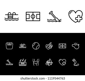 Lifestyle icon set and weight scale with vitamins with supplements, jumping rope and whistle. Pill related lifestyle icon vector for web UI logo design.