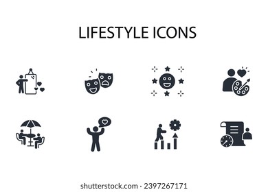 Lifestyle icon set.vector.Editable stroke.linear style sign for use web design,logo.Symbol illustration.