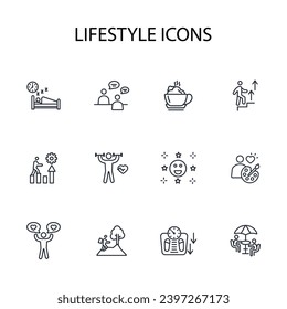 Icono de estilo de vida set.vector.Curso editable.Signo de estilo lineal para usar diseño web,logotipo.Ilustración de símbolo.