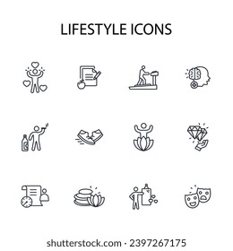 Lifestyle icon set.vector.Editable stroke.linear style sign for use web design,logo.Symbol illustration.