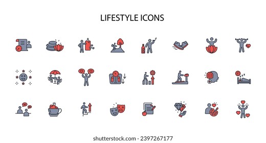 Lifestyle icon set.vector.Editable stroke.linear style sign for use web design,logo.Symbol illustration.
