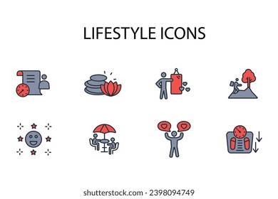 Icono de estilo de vida set.vector.Curso editable.Signo de estilo lineal para usar diseño web,logotipo.Ilustración de símbolo.