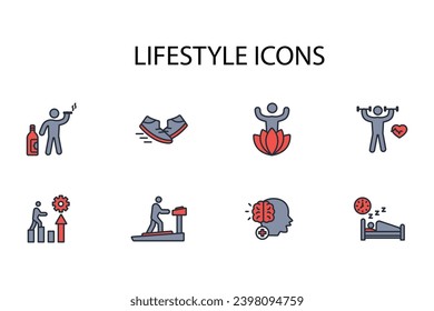 Icono de estilo de vida set.vector.Curso editable.Signo de estilo lineal para usar diseño web,logotipo.Ilustración de símbolo.