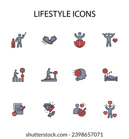 Icono de estilo de vida set.vector.Curso editable.Signo de estilo lineal para usar diseño web,logotipo.Ilustración de símbolo.
