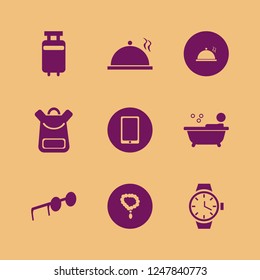 lifestyle icon. lifestyle vector icons set necklace, proper meal, mobile phone and watch