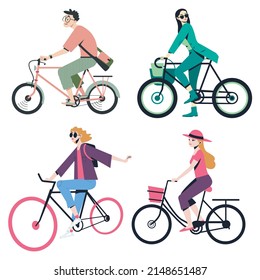 Lifestyle Icons Bicycle Riding Sketch Cartoon Characters SVG svg