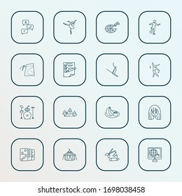 Lifestyle icons line style set with sewing pattern, pizza, planning and other tourism elements. Isolated vector illustration lifestyle icons.