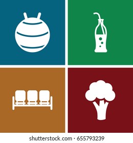 Lifestyle icons set. set of 4 lifestyle filled icons such as cauliflower, sofa, soda bottle