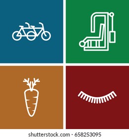 Lifestyle icons set. set of 4 lifestyle outline icons such as eyelash, carrot, family bicycle