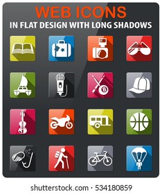lifestyle icons set in flat design with long shadow
