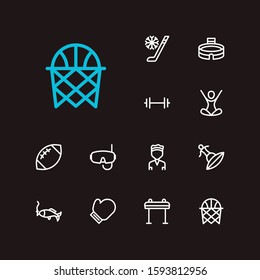 Lifestyle icons set. Horse sport and lifestyle icons with fishing, basketball and american football. Set of playing for web app logo UI design.