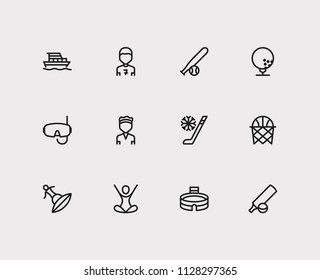 Lifestyle icons set. Tennis player and lifestyle icons with basketball, winter sport and football player. Set of adventure for web app logo UI design.