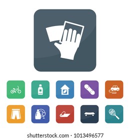 Lifestyle icons. vector collection filled lifestyle icons such as dishes wash, wipe, eco house, car toy, bicycle, skate, mat, tennis racket, sunscreen, skateboard