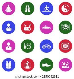 Lifestyle Icons. White Flat Collection In Circle. Vector Illustration.