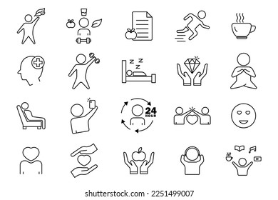 Lifestyle illustration icon set. Line icon style. Simple vector design editable