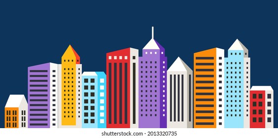 Lifestyle illustration of urban life. The flat landscape of the city is land with houses and streets.
