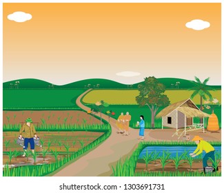 lifestyle of people at countryside vector design
