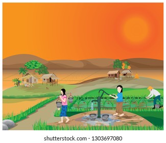 lifestyle of people at countryside vector design
