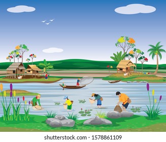 lifestyle of people at countryside vector design