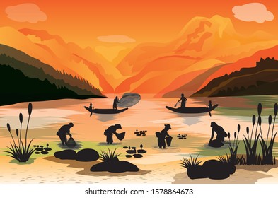 lifestyle of people at countryside vector design