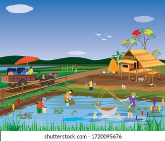 lifestyle of people at countryside vector design