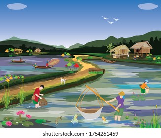 lifestyle of people at countryside vector design