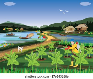 lifestyle of people at countryside vector design