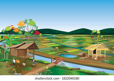 lifestyle of people at countryside vector design