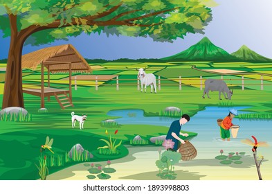 lifestyle of people at countryside vector design