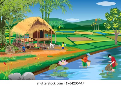 lifestyle of people at countryside vector design