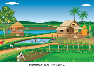 lifestyle of people at countryside vector design