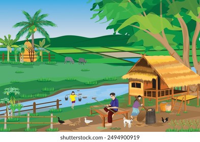 lifestyle of people at countryside vector design