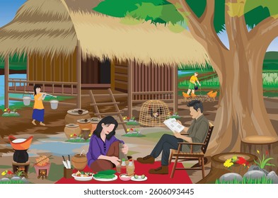 lifestyle of people at countryside vector design