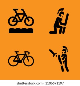 lifestyle, shield, person and spoke icons set. Vector illustration for web and design