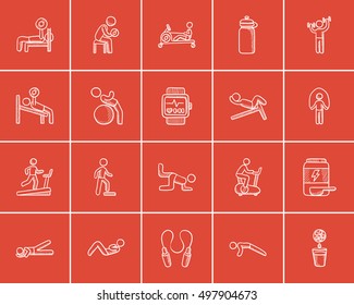 Lifestyle sketch icon set for web, mobile and infographics. Hand drawn lifestyle icon set. Lifestyle vector icon set. Lifestyle icon set isolated on red background.