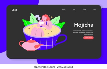 Lifestyle trends concept. A serene moment of enjoying hojicha tea, symbolizing relaxation and traditional beverage culture