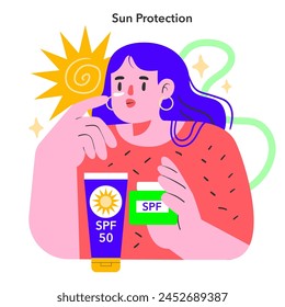 Lifestyle trends concept. A sun-savvy individual prioritizes skin protection with high SPF sunscreen, a modern health essential