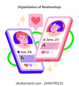 Lifestyle trends concept. The transformation of romantic connections in the digital age through online dating platforms.