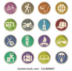 lifestyle web icons on color paper labels