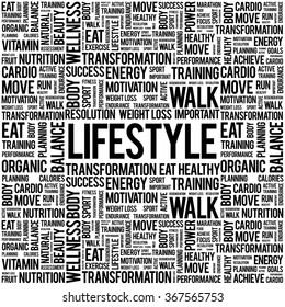 LIFESTYLE word cloud background, health concept