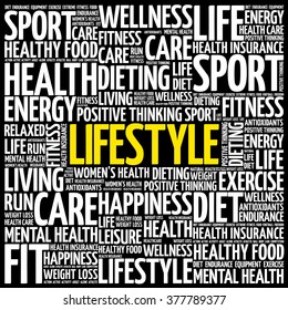 LIFESTYLE word cloud background, health concept
