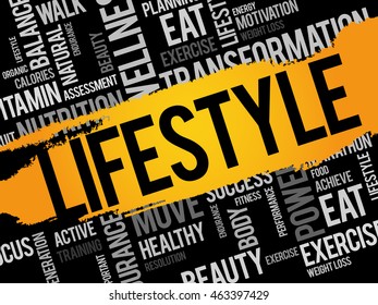 LIFESTYLE word cloud collage, health concept background