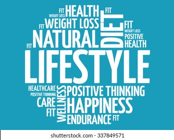 LIFESTYLE word cloud, fitness, sport, health concept