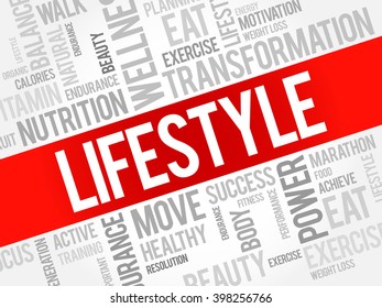LIFESTYLE word cloud, fitness, sport, health concept
