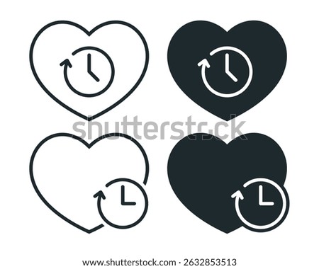 Lifetime, heart with time icon. Illustration vector